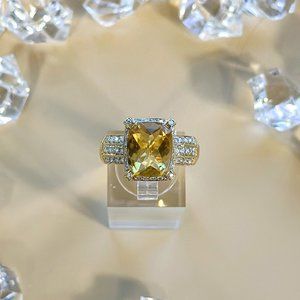 Citrine with Diamond Ring 18K Yellow Gold